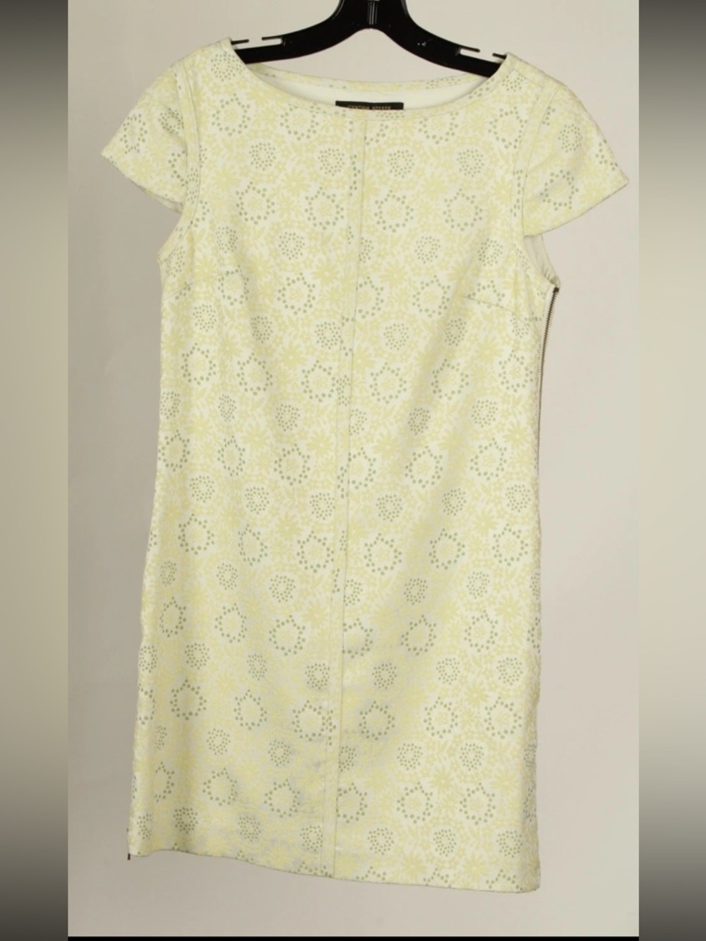 Cynthia Steffe Dress Women’s 4 Green Yellow Straight Short Sleeve Lined